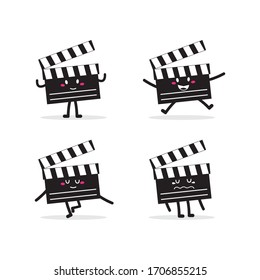 Clapper Board Character Cartoon Cute Vector Set