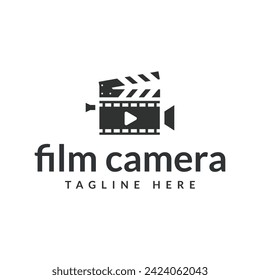 Clapper board film camera logo icon vector illustration