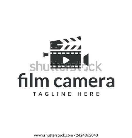 Clapper board film camera logo icon vector illustration