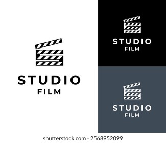 Clapper Board Film Movie Slate Action Cut Scene With Initial Letter S Vector Logo Design Illustration