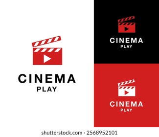 Clapper Board Film Movie Slate Cinema Play Filmmaker Production Vector Logo Design Illustration