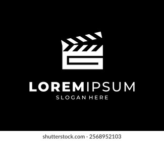 Clapper Board Film Movie Slate Action Cut Scene With Initial Letter G Vector Logo Design Illustration