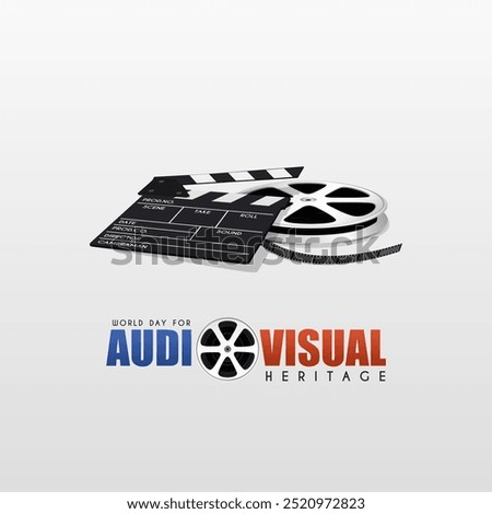 clapper board and film reel design, suitable for World Day for Audiovisual Heritage poster