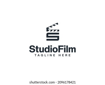 Clapper Board Film Studio Letter S Logo Design. Logo Template