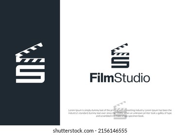 Clapper board film studio letter S logo design. logo template