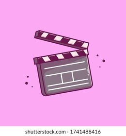 Ilustración del icono del vector de película de la placa de cierre. Vector Premium Aislado De Icono De Cine De Película. Estilo de dibujo plano 