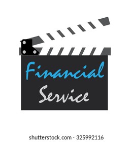 clapper board with financial service text