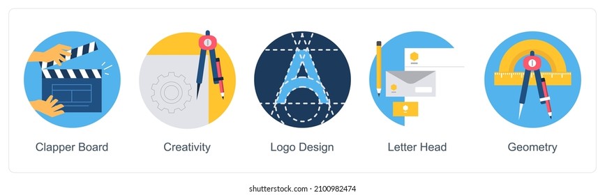 Clapper Board And Geometry Icon Concept