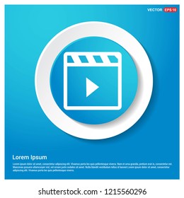 Clapper board icon Abstract Blue Web Sticker Button - Free vector icon