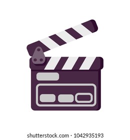 Clapper board icon. Cinema icon in flat style isolated on white. Vector illustration.