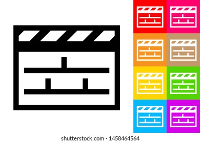 Clapper Board. Icon With Different Color Background