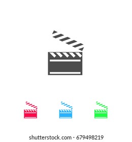 Clapper board icon flat. Color pictogram on white background. Vector illustration symbol and bonus icons