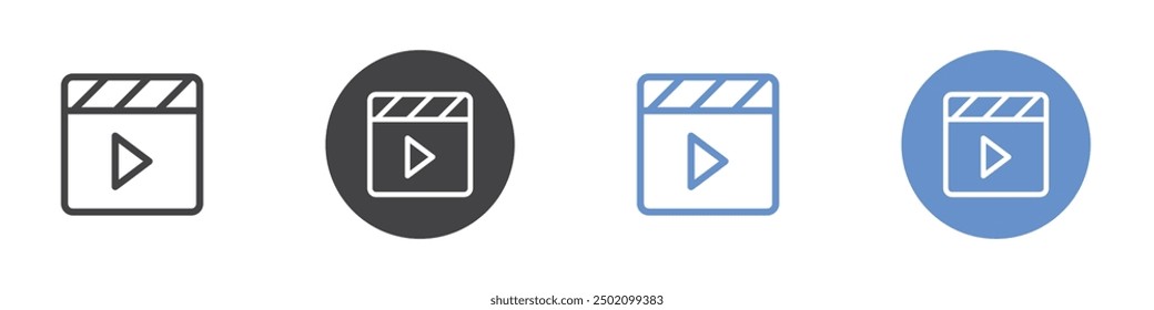 Clapper board icon Flat illustration vector with thin stroke