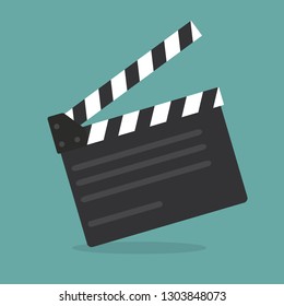 Clapper board icon. Flat style - stock vector.