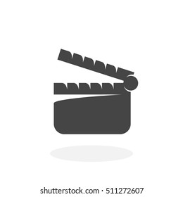 Clapper board icon isolated on white background. Clapper board vector logo. Flat design style. Modern vector pictogram for web graphics - stock vector