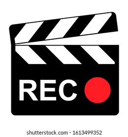 Clapper board icon on white background. Vector flat film video illustration