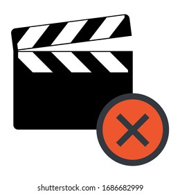 Clapper board icon on white background. Vector flat film video illustration