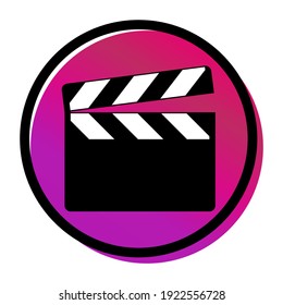 Clapper board icon on white background. Vector flat film video illustration .