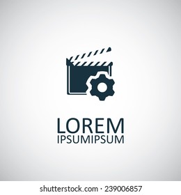 clapper board icon on white background 