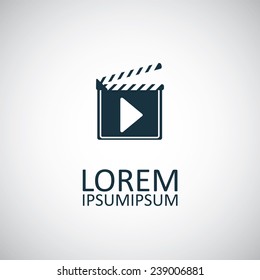 clapper board icon on white background 