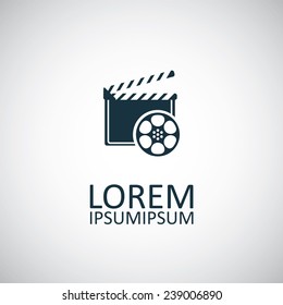 clapper board icon on white background 