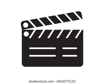 Clapper board icon. Open and closed movie clapper, movie clapper film clap board. Vector illustration