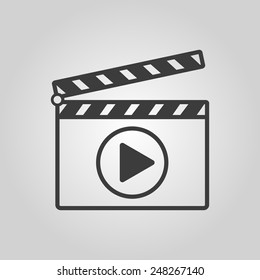 The clapper board icon. Play symbol. Flat Vector illustration