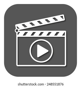 The clapper board icon. Play symbol. Flat Vector illustration. Button