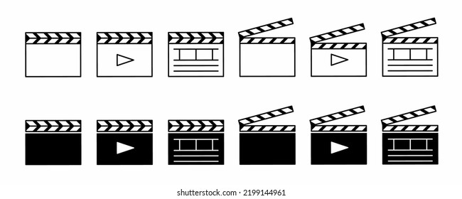 clapper board icon set isolated on white background