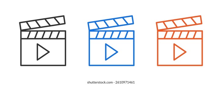 clapper board icon set isolated on white