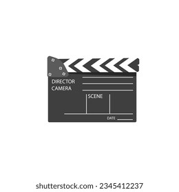 Clapper board icon set. Open and closed movie clapper. Flat style vaporboard icon, cinema device, video movie clapper equipment. Board clap for video clip scene start isolated on white background.