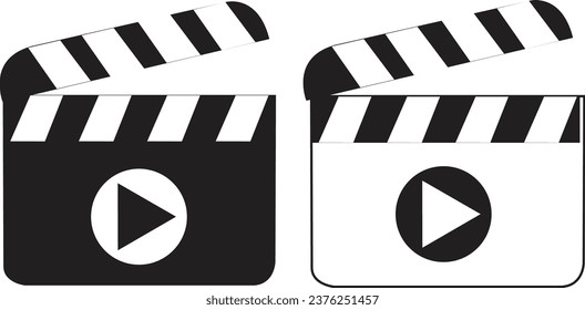 Clapper-Board-Symbol-Set, Offener und geschlossener Filmklapper, Vektorgrafik