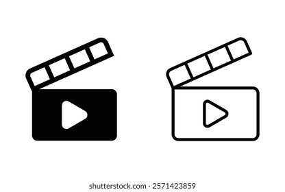 Clapper board icon set. Open and closed movie clapper. movie clapper film clap board. Vector illustration.