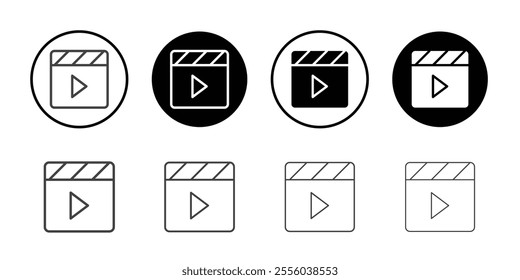 Clapper board icon Thin outline art symbol