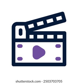 clapper board icon. vector dual tone icon for your website, mobile, presentation, and logo design.