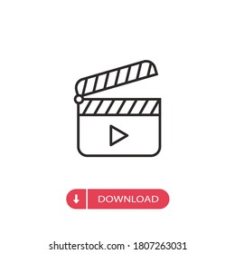 Vector de icono de la placa de cierre. Signo de película