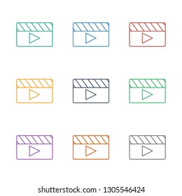 clapper board icon white background. Editable line clapper board icon from entertainment. Trendy clapper board icon for web and mobile.