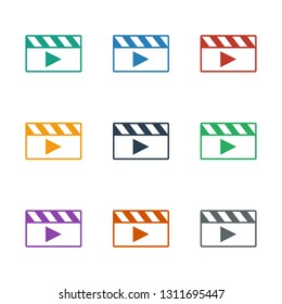 clapper board icon white background. Editable filled clapper board icon from entertainment. Trendy clapper board icon for web and mobile.