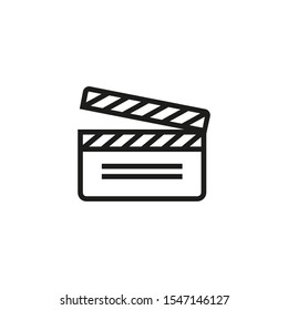 Clapper board line icon. Clapboard, video, clapper board. Movies concept. Vector illustration can be used for topics like entertainment, cinematography, leisure