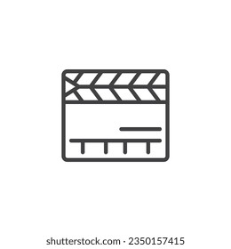 Icono de la línea de la placa de cierre. signo de estilo lineal para concepto móvil y diseño web. Icono del vector de contorno de la placa de película. Símbolo, ilustración del logotipo. Gráficos vectoriales