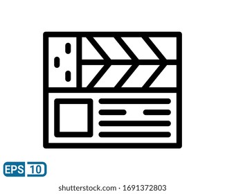 Clapper board line style icon. Symbol vector high quality. EPS 10