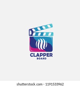 Clapper board logo colorful . film icon vector