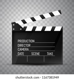 Clapper board on transparent background. Movie clapper. 