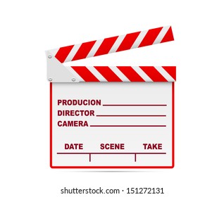 Clapper board on white background.