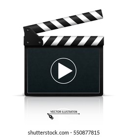 Clapper board on white background. Vector illustration.