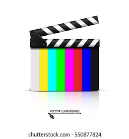 Clapper board on white background. Vector illustration.