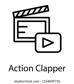 
A clapper board with the play video sign describing the action clapper concept 
