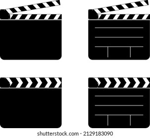 Clapper board set. Open movie clapper. Open and Closed movie clapper board set.