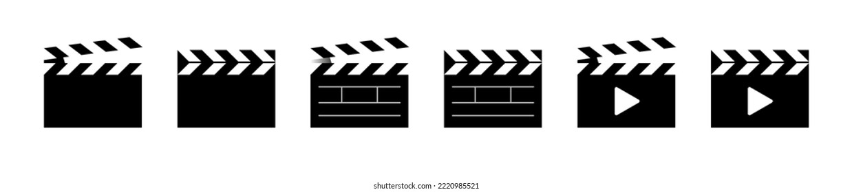 Clapper board set vector illustration.