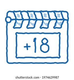 Clapper Board sketch icon vector. Hand drawn blue doodle line art Clapper Board sign. isolated symbol illustration